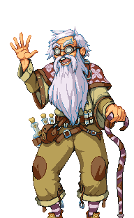 Hermit, full-body pixel art portrait